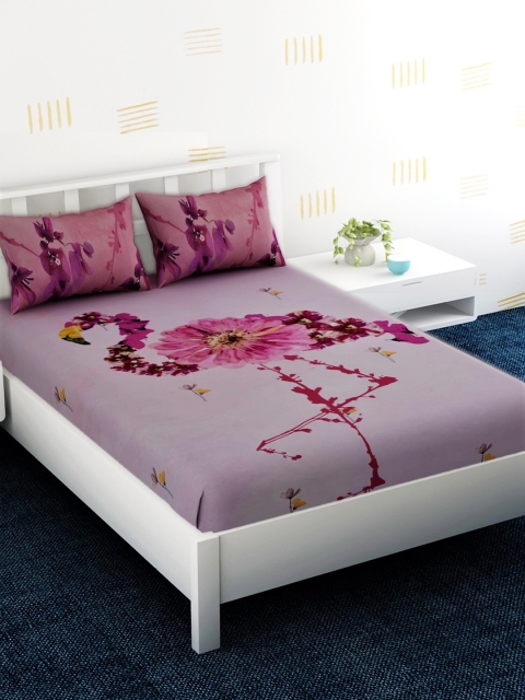 

EverHOME Pink Floral 180 TC Cotton Super King Bedsheet with 2 Pillow Covers