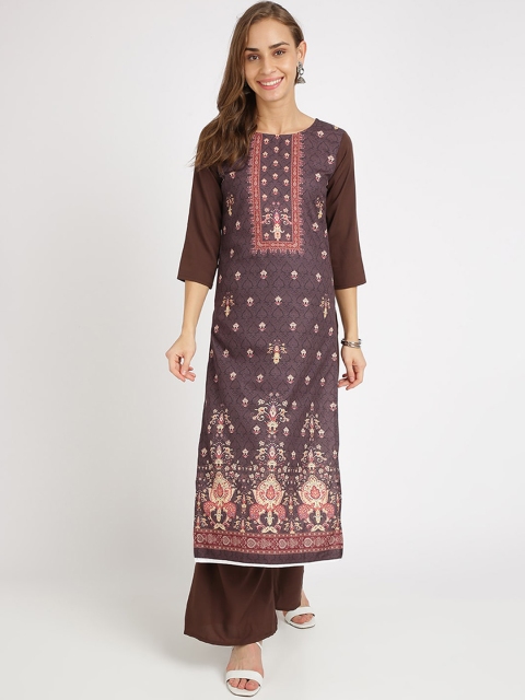 

Florence Women Brown Printed Straight Kurta