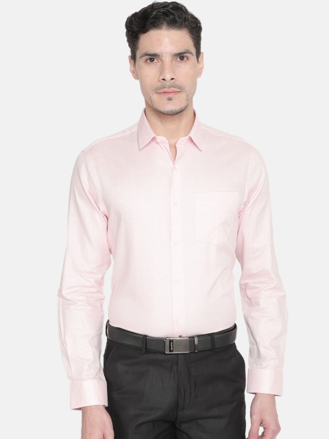 J Hampstead Men Peach-Coloured Slim Fit Printed Casual Shirt