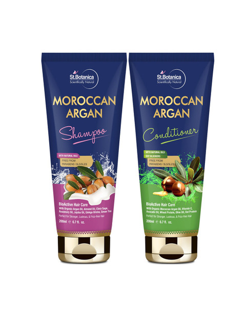 

St.Botanica Unisex Moroccan Argan Hair Shampoo & Conditioner 200 ml Each, Blue