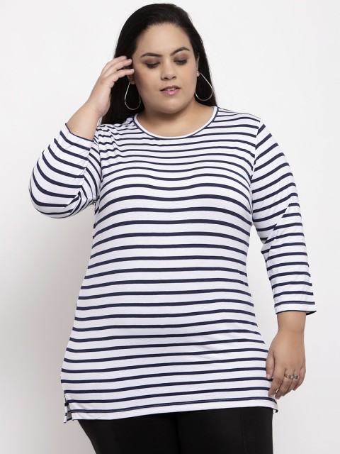 

plusS Women White & Blue Striped Top
