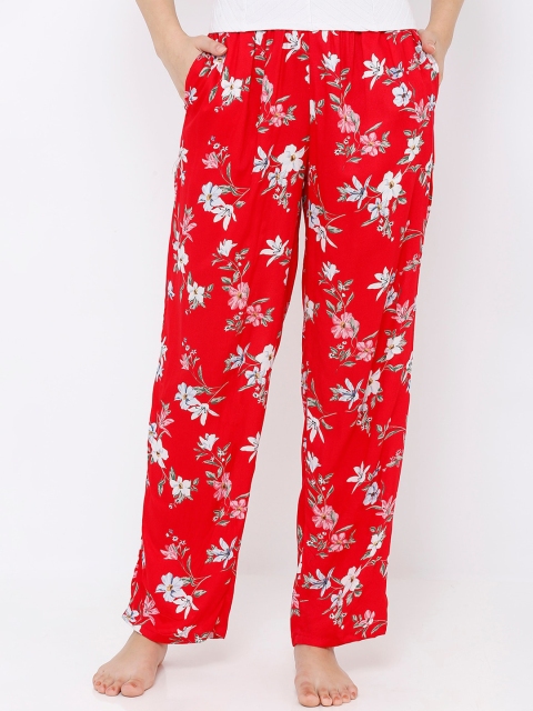 

Heart 2 Heart Women Red & White Printed Lounge Pants