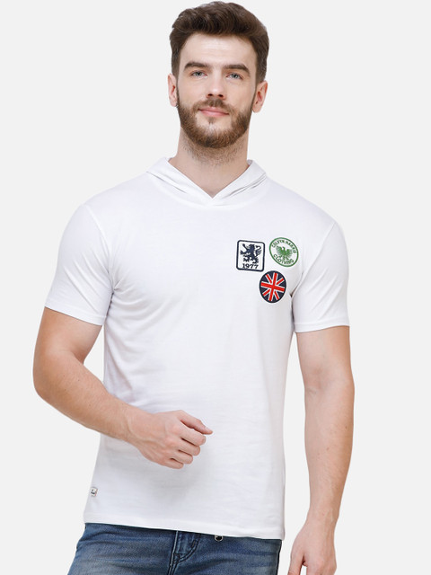 

COLVYNHARRIS JEANS Men White Solid Hood T-shirt