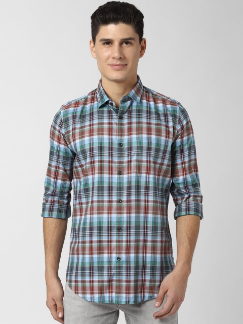 

Peter England Elite Men Blue Regular Fit Checked Casual Shirt