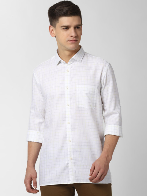 

Peter England Elite Men White Regular Fit Checked Casual Shirt