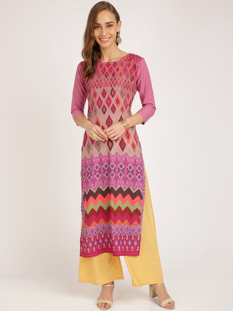 

Florence Women Pink Printed A-Line Kurta