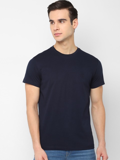 

Solly Jeans Co. Men Navy Blue Solid Round Neck T-shirt
