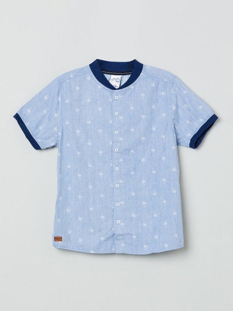 

max Boys Blue Regular Fit Printed Casual Shirt