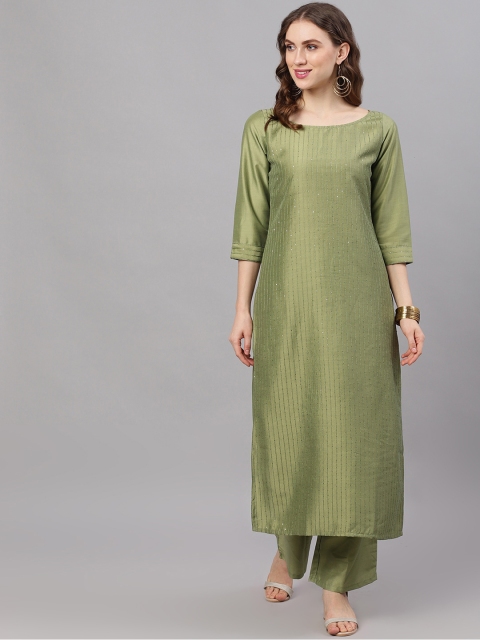 

AKS Couture Women Green Solid Kurta with Palazzos