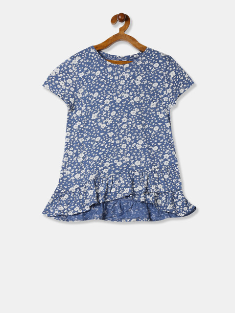 

GAP Girls Blue Printed A-Line Pure Cotton Top