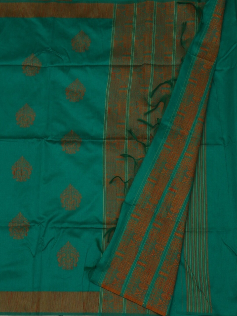 

Pothys Green & Brown Jute Silk Woven Design Saree
