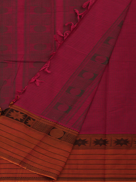 

Pothys Maroon & Brown Pure Cotton Printed Saree