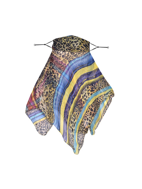 

SWAYAM Women Yellow & Black Printed 3-Ply Reusable Adjustable Face Mask With Scarf