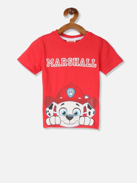

Colt Boys Red Paw Patrol Marshall Printed Round Neck T-shirt