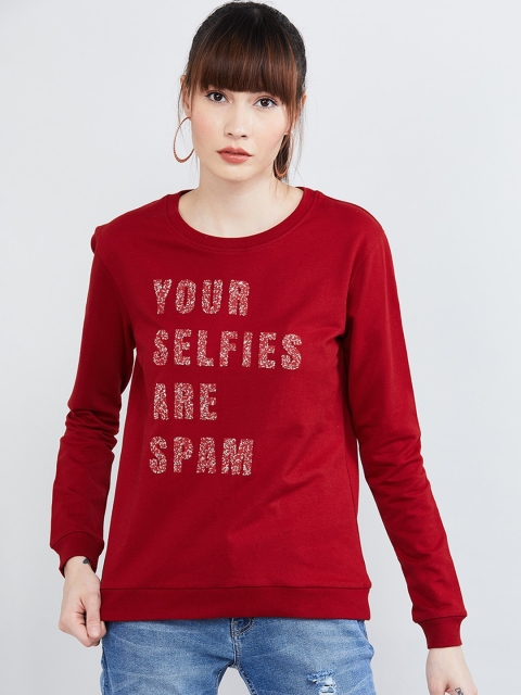 

max Women Red Printed Sweatshirt