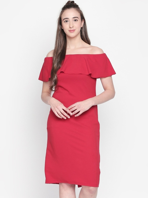

Forever Glam by Pantaloons Women Red Solid Sheath Dress