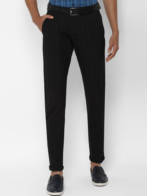 

Allen Solly Men Black & Grey Slim Fit Checked Regular Trousers