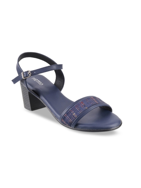 

Metro Women Blue Textured Block Heels