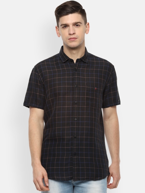 

Louis Philippe Jeans Men Black Slim Fit Checked Casual Shirt