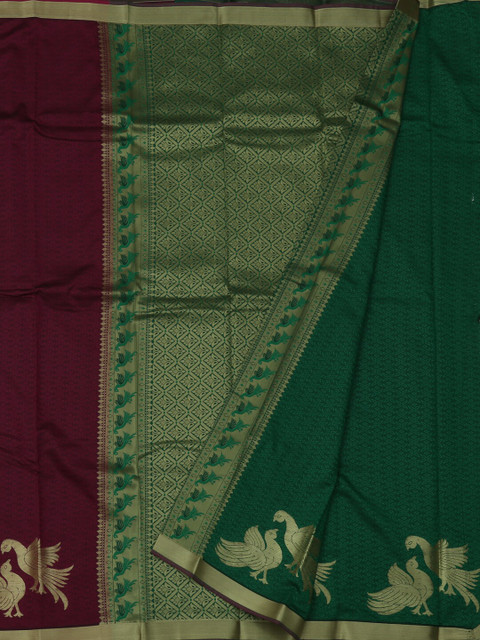 

Pothys Green & Magenta Art Silk Woven Design Saree