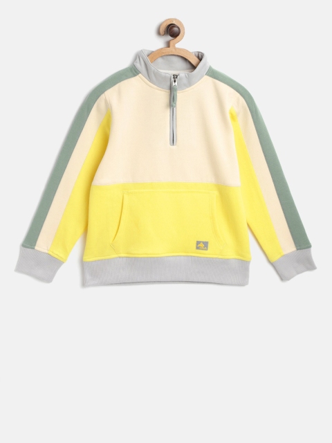 

Cherry Crumble Unisex Kids Cream-Coloured & Yellow Colourblocked Sweatshirt