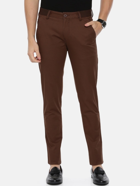 

ARISER Men Brown Slim Fit Solid Regular Trousers