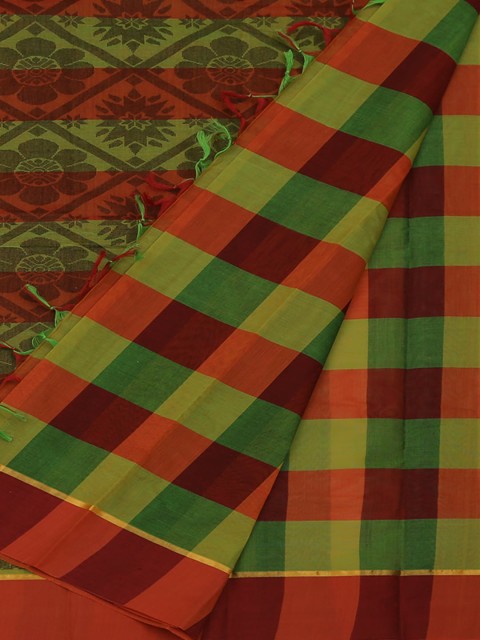 

Pothys Multicoloured Checked Pure Cotton Saree, Multi