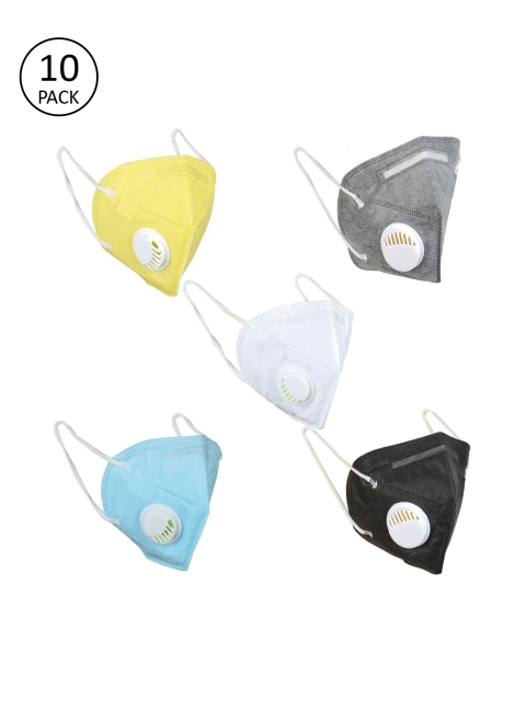 

OOMPH Unisex 10 Pcs Anti-Pollution 5-Layer Reusable Valved KN95 Masks, White