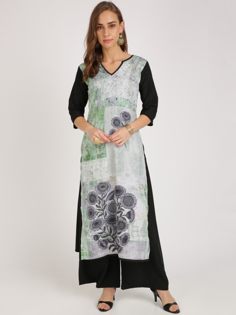 

Florence Women Green & Black Printed Straight Kurta