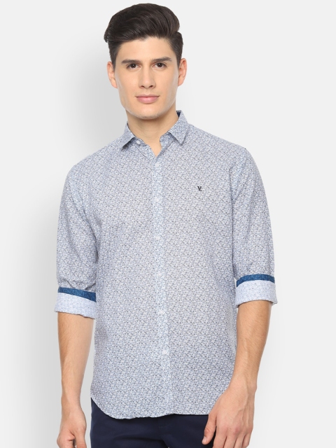 

V Dot Men Blue & Black Slim Fit Printed Casual Shirt