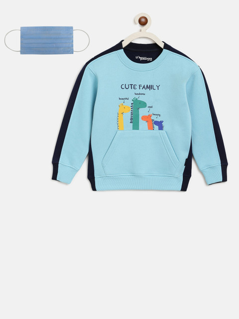 

Lil Tomatoes Boys Blue & Black Printed Sweatshirt