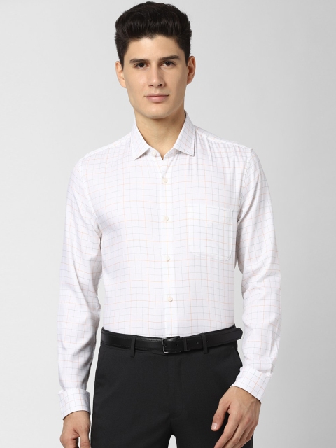 

Peter England Elite Men White & Yellow Slim Fit Checked Formal Shirt