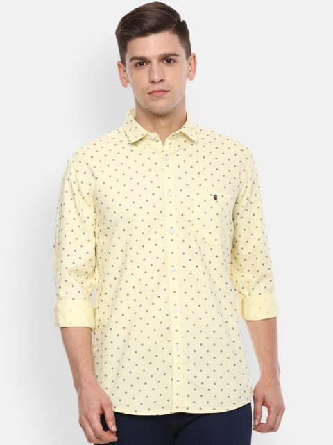 

Louis Philippe Jeans Men Yellow & Blue Slim Fit Printed Casual Shirt