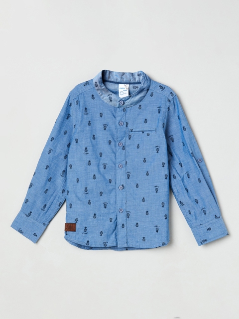 

max Boys Blue Regular Fit Printed Casual Shirt