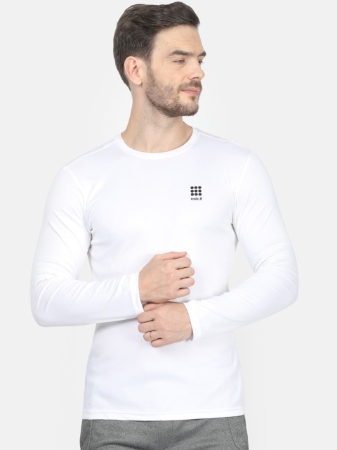 

rock.it Men White Solid Round Neck T-shirt