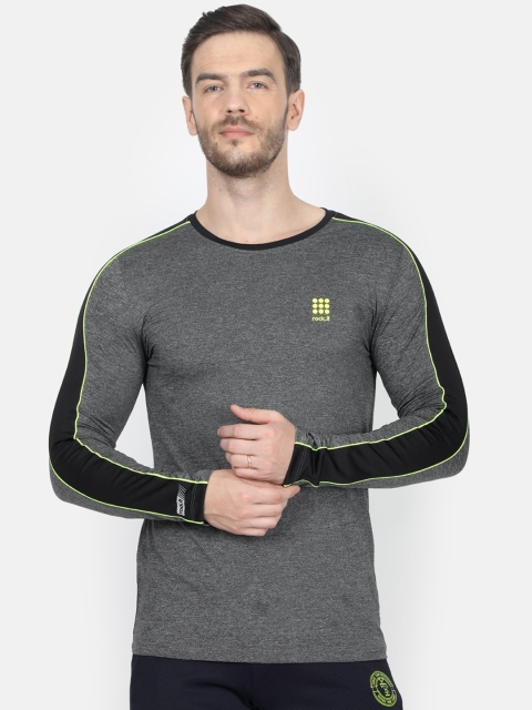 

rock.it Men Grey Melange Solid Round Neck T-Shirt
