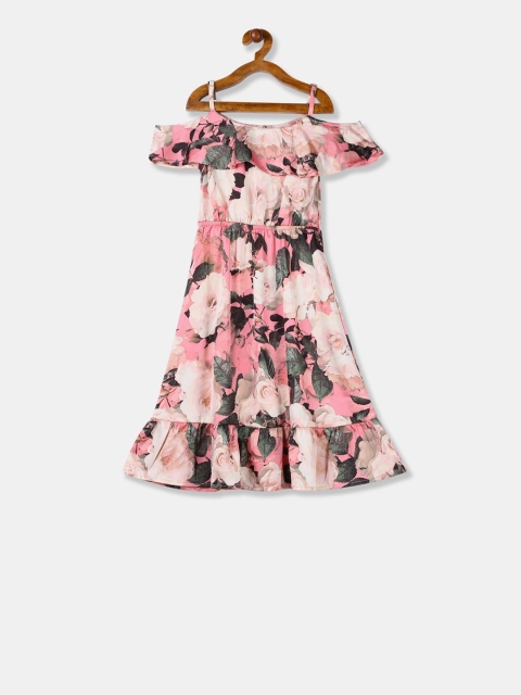 

The Childrens Place Girls Pink Floral Printed A-Line Dress