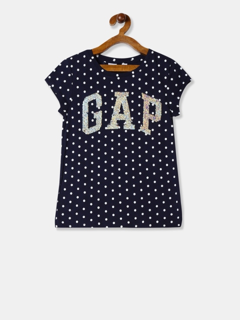 

GAP Girls Navy Blue Printed Round Neck T-shirt