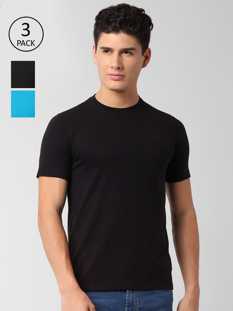 

Peter England Men Black Solid Round Neck T-shirt