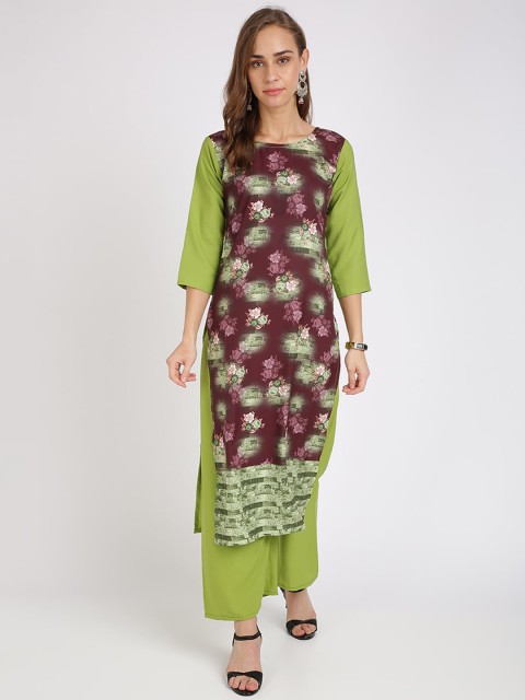 

Florence Women Maroon & Green Printed Kurta with Palazzos