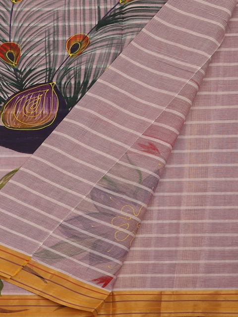 

Pothys Violet Checked Pure Cotton Saree