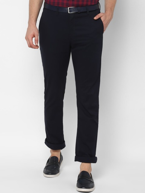

Allen Solly Men Navy Blue Solid Regular Trousers