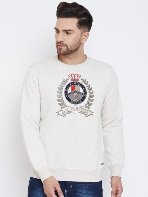 

98 Degree North Men Grey Melange Printed Sweatshirt