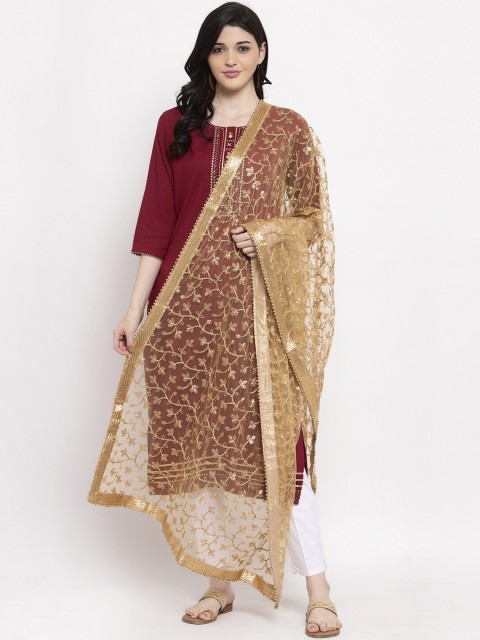 

Clora Creation Gold-Toned Embroidered Dupatta