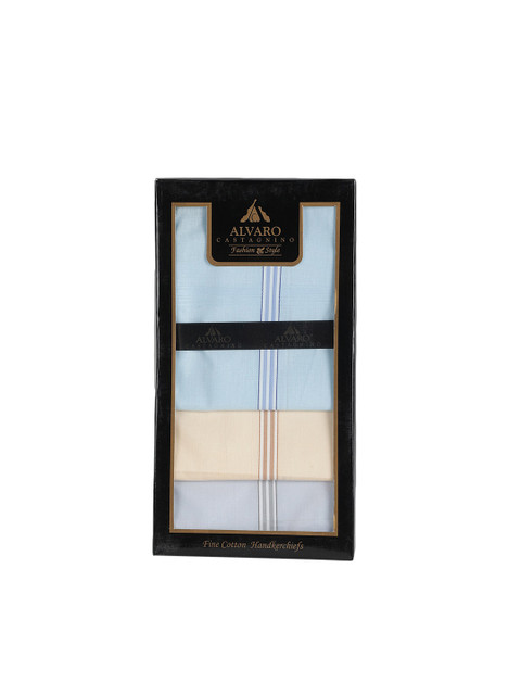 

Alvaro Castagnino Men Pack Of 3 Multicoloured Solid Handkerchiefs Gift Set, Blue