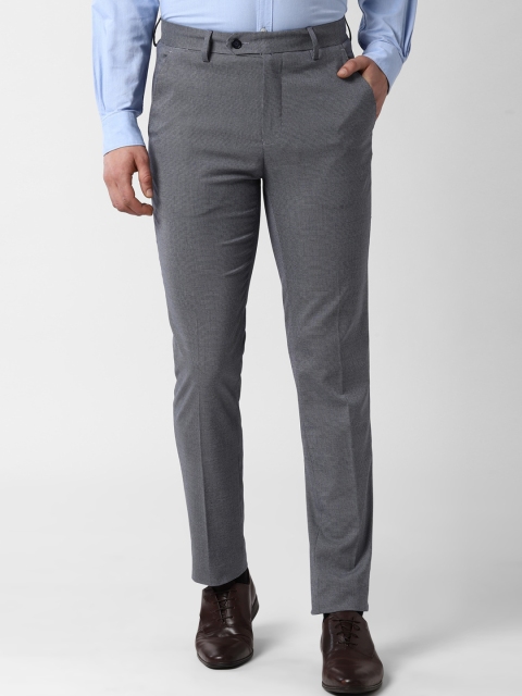 

Peter England Men Grey Slim Fit Self Design Formal Trousers