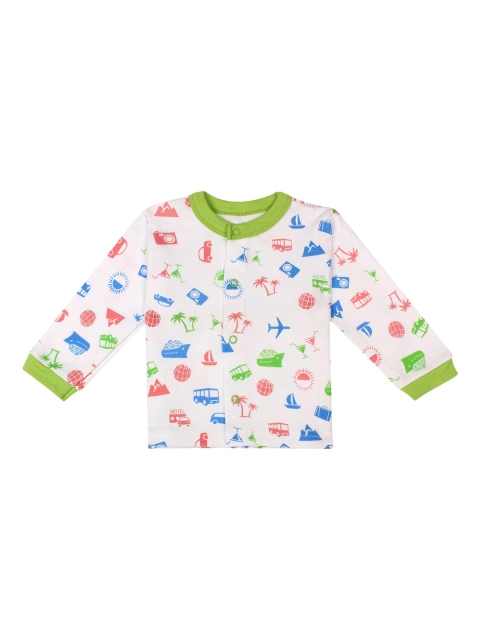 

FLENZA Unisex Kids Off-White Printed Shirt Style Pure Cotton Top