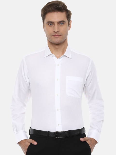 Van Heusen Men White Regular Fit Solid Formal Shirt