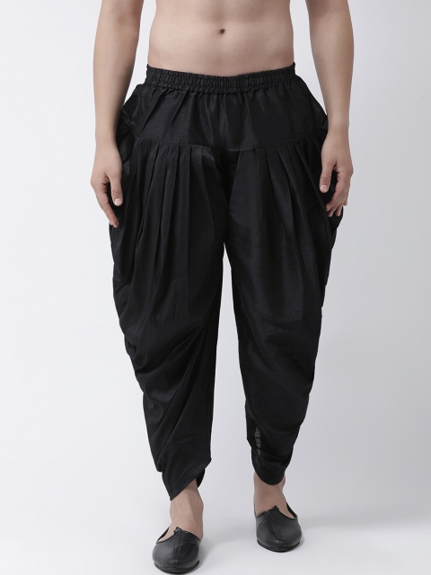 I Know Men Black Solid Dupion Silk Dhoti