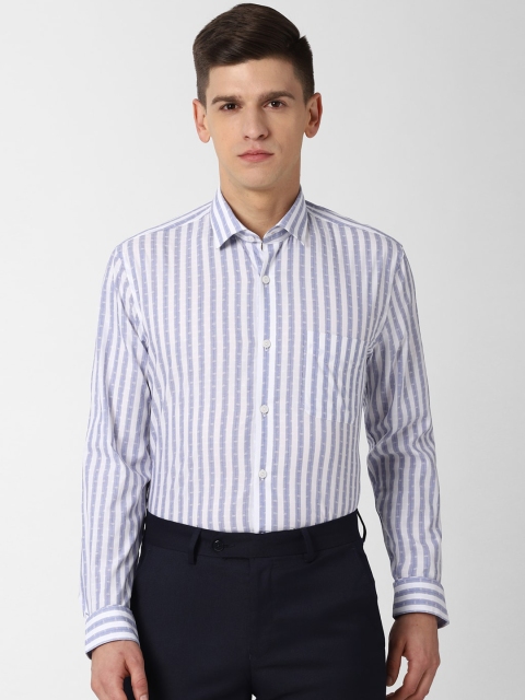 

Peter England Elite Men White & Blue Regular Fit Striped Formal Shirt